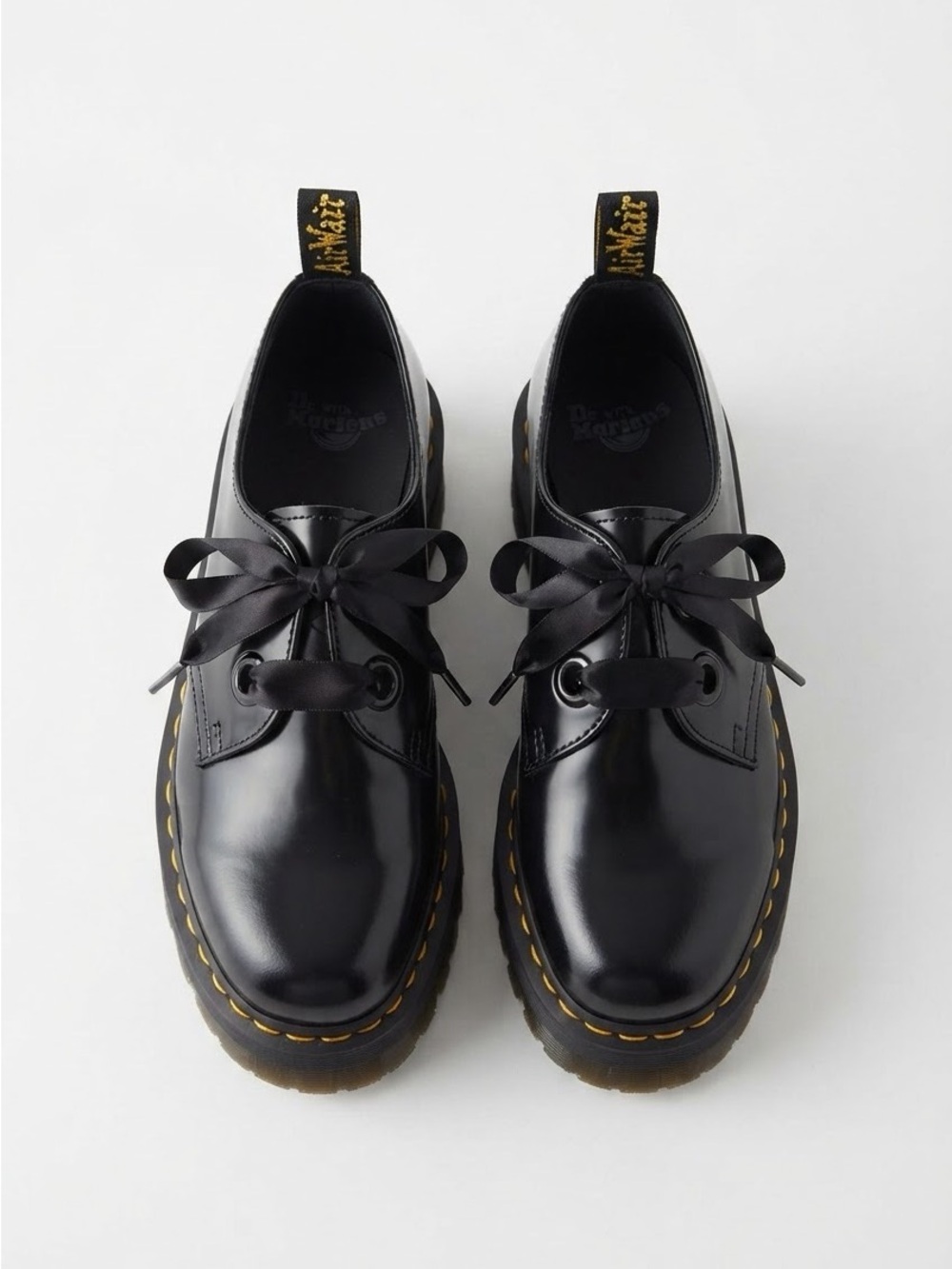 Dr. Martens Holly Black Smooth Leather Platform Shoes Women's Size 11